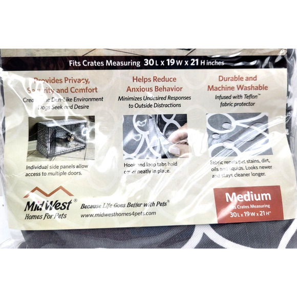 Quiet Time Defender Dog Crate Cover Teflon Gray White Geometric 30x19x21 NEW - Picture 3 of 8